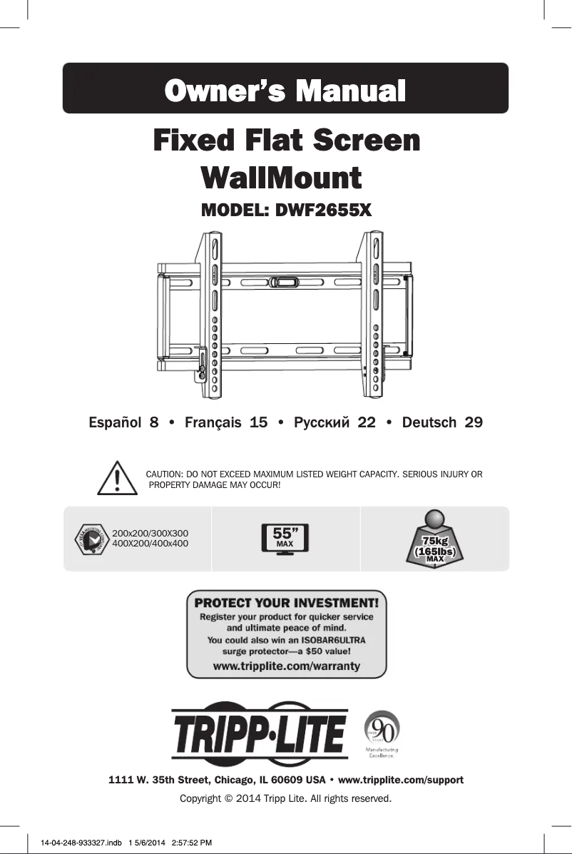 Página 1 del manual Manual de usuario Tripp Lite DWF2655X