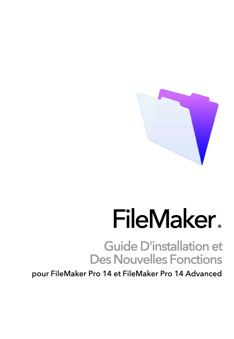 Page 1 de la notice Guide d'installation FileMaker Pro 14