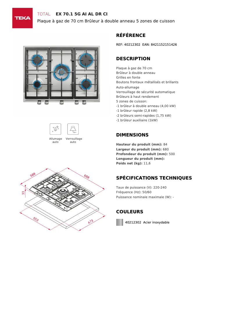 Image de la première page du manuel de l'appareil EX 70.1 5G AI AL DR