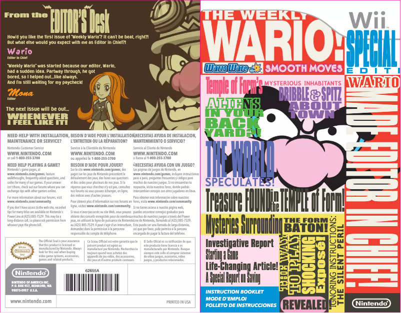 Page 1 de la notice Manuel utilisateur Nintendo Wario Ware - Smooth Moves (Wii)