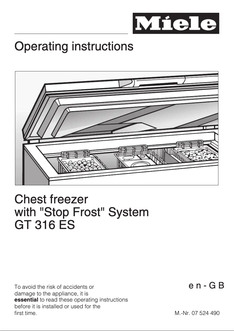 Page n°1 - Manuel utilisateur Miele GT 316 ES