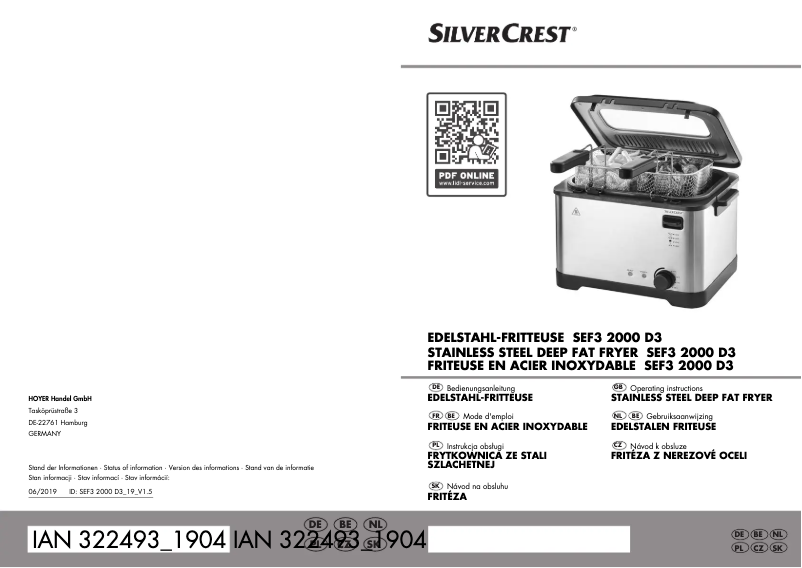 Page n°1 - Manuel utilisateur SilverCrest SEF3 2000 C2