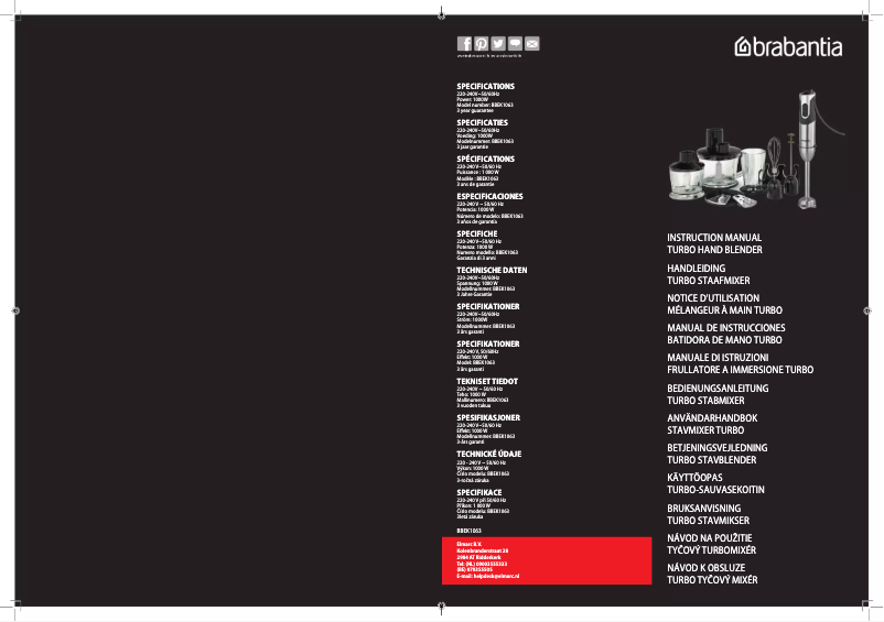 Página 1 del manual Manual de usuario Brabantia BBEK1063