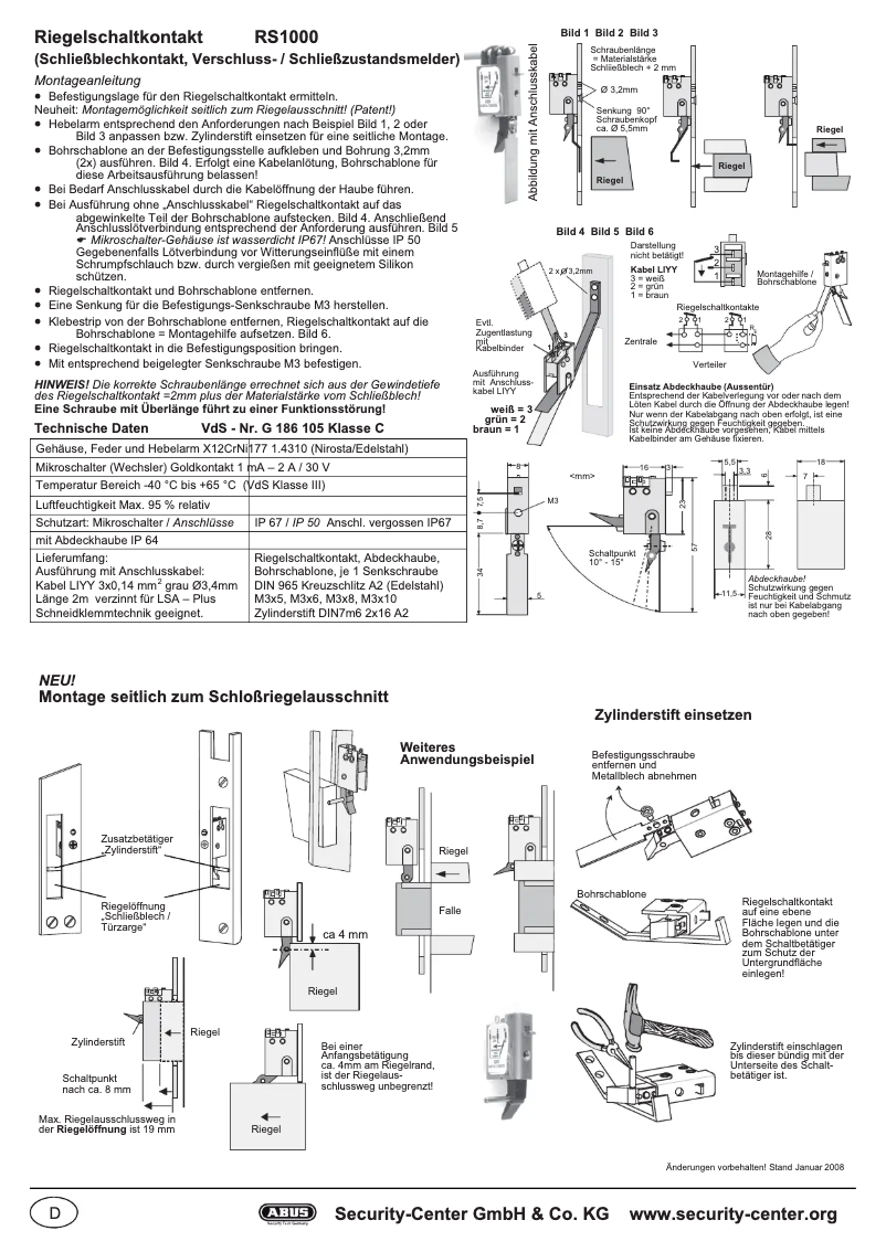 Page 1 de la notice Guide d'installation Abus RS1000