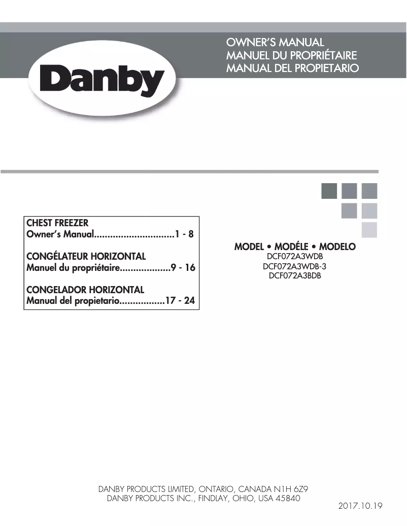 Page 1 de la notice Manuel utilisateur Danby DCF072A3WDB