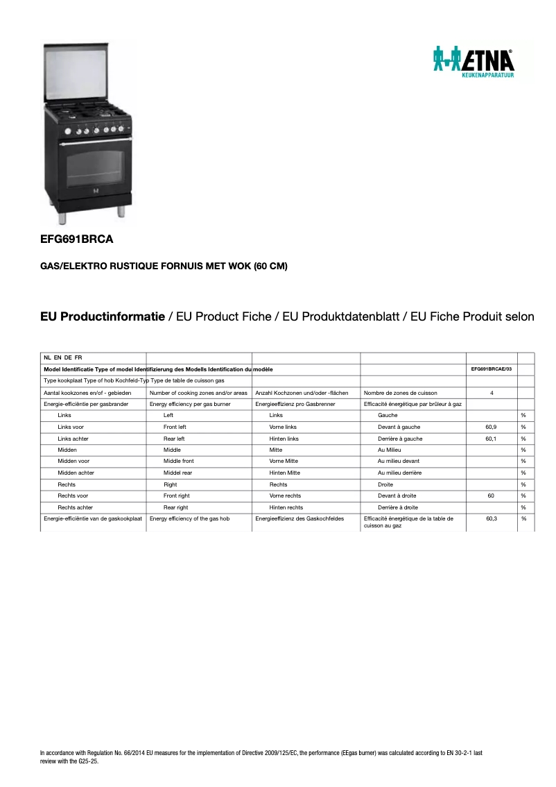 Image de la première page du manuel de l'appareil EFG691BRCA