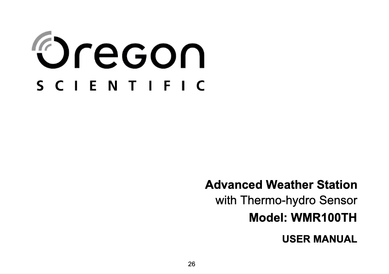 Page 1 de la notice Manuel utilisateur Oregon Scientific WMR 100TH