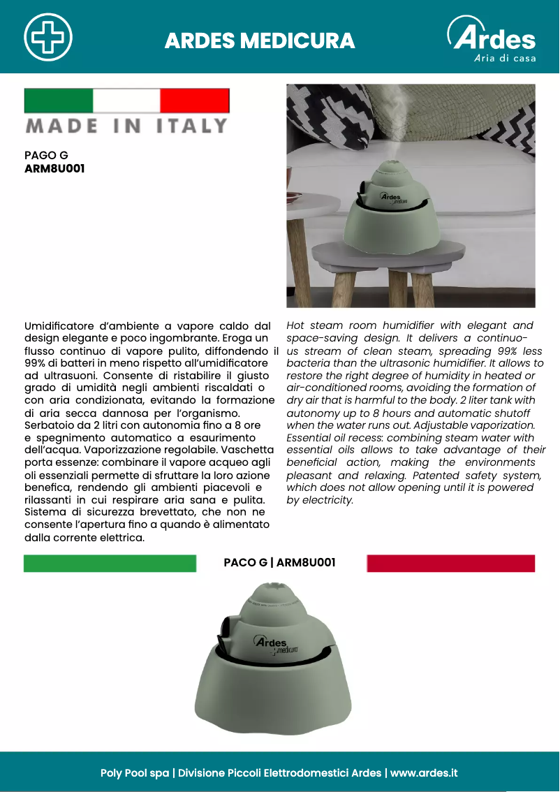 Página 1 del manual Ficha técnica Ardes ARM8U001