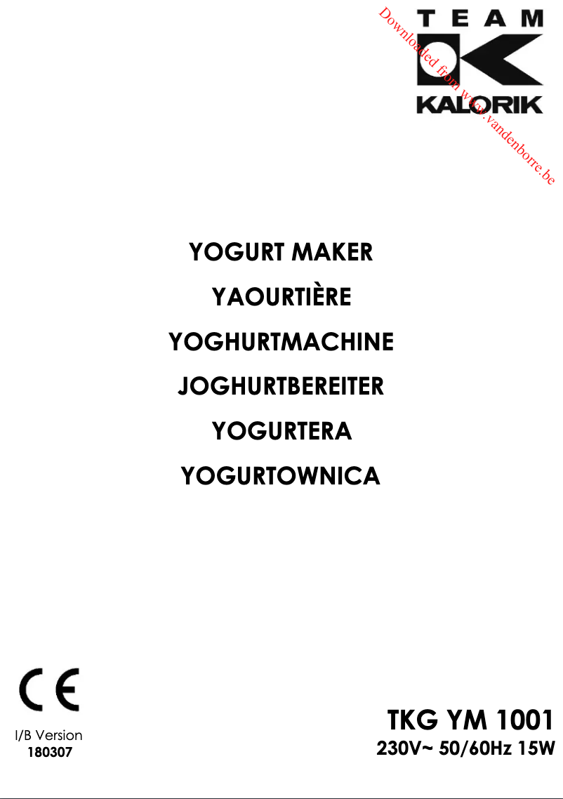 Page 1 de la notice Manuel utilisateur Kalorik TKG YM 1001