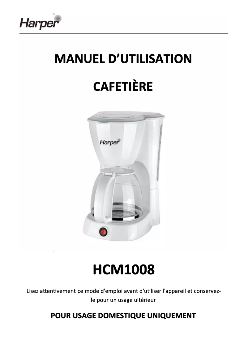 Page n°1 - Manuel utilisateur Harper HCM1008