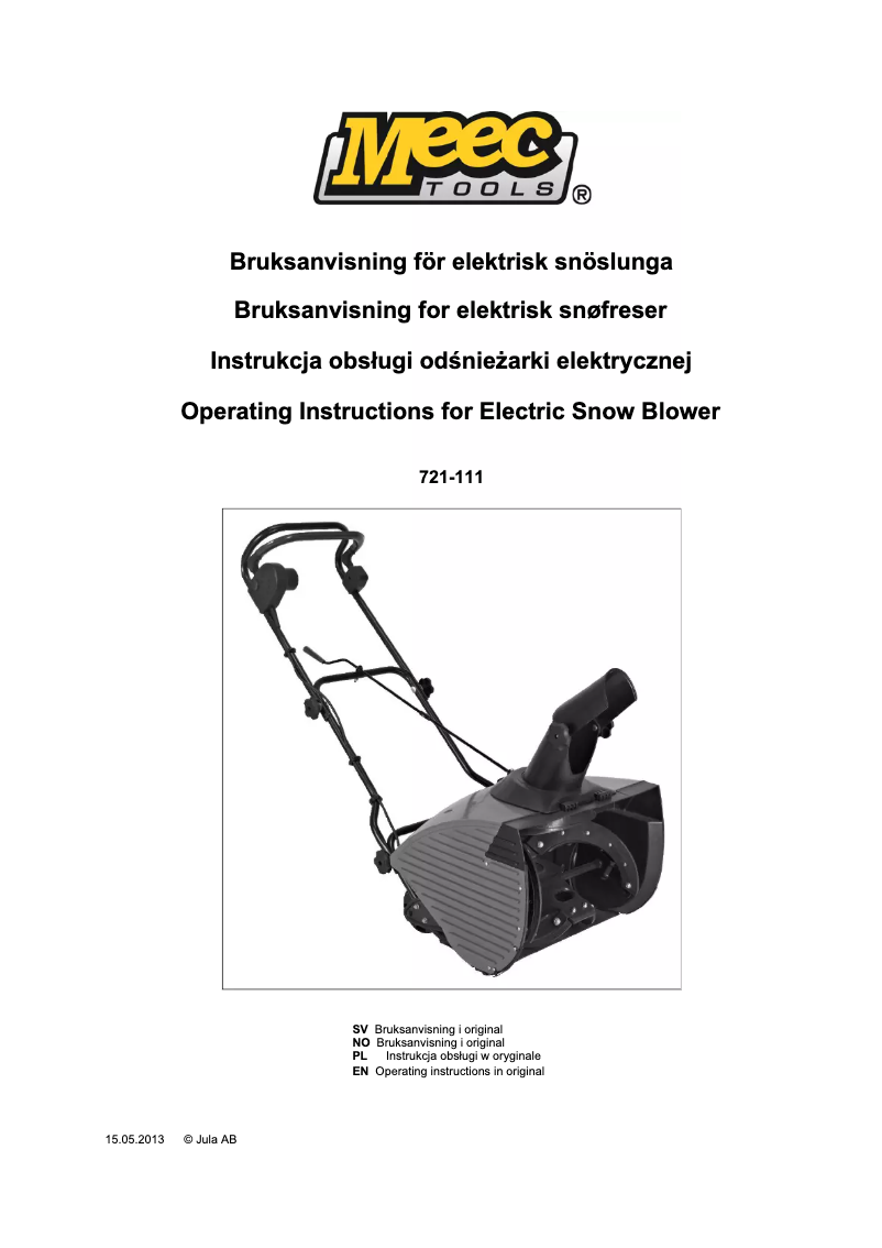 Page 1 de la notice Manuel utilisateur Meec Tools 721-111