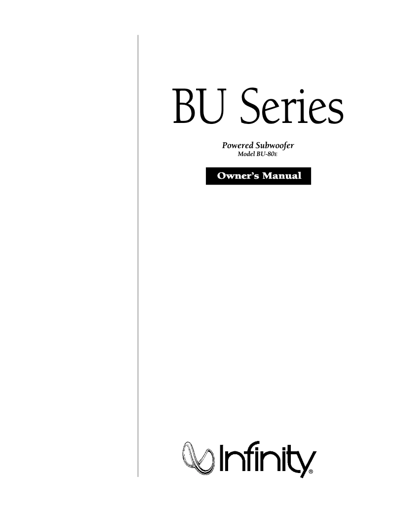 Page 1 de la notice Manuel utilisateur Infinity BU-80E