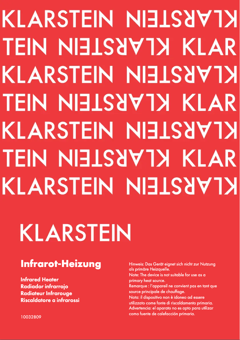 Page 1 de la notice Manuel utilisateur Klarstein 10032809