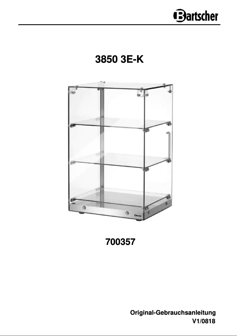 Page n°1 - Manuel utilisateur Bartscher 3850 3E-K
