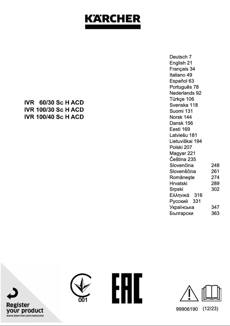 Página 1 del manual Manual de usuario Kärcher IVR 60/30 Sc H ACD