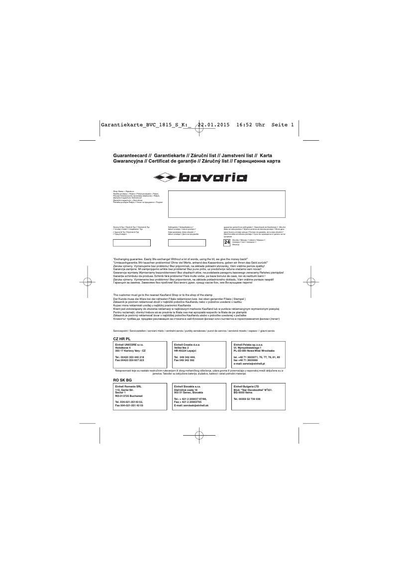 Página 1 del manual Manual de usuario Bavaria BVC 1815 S K