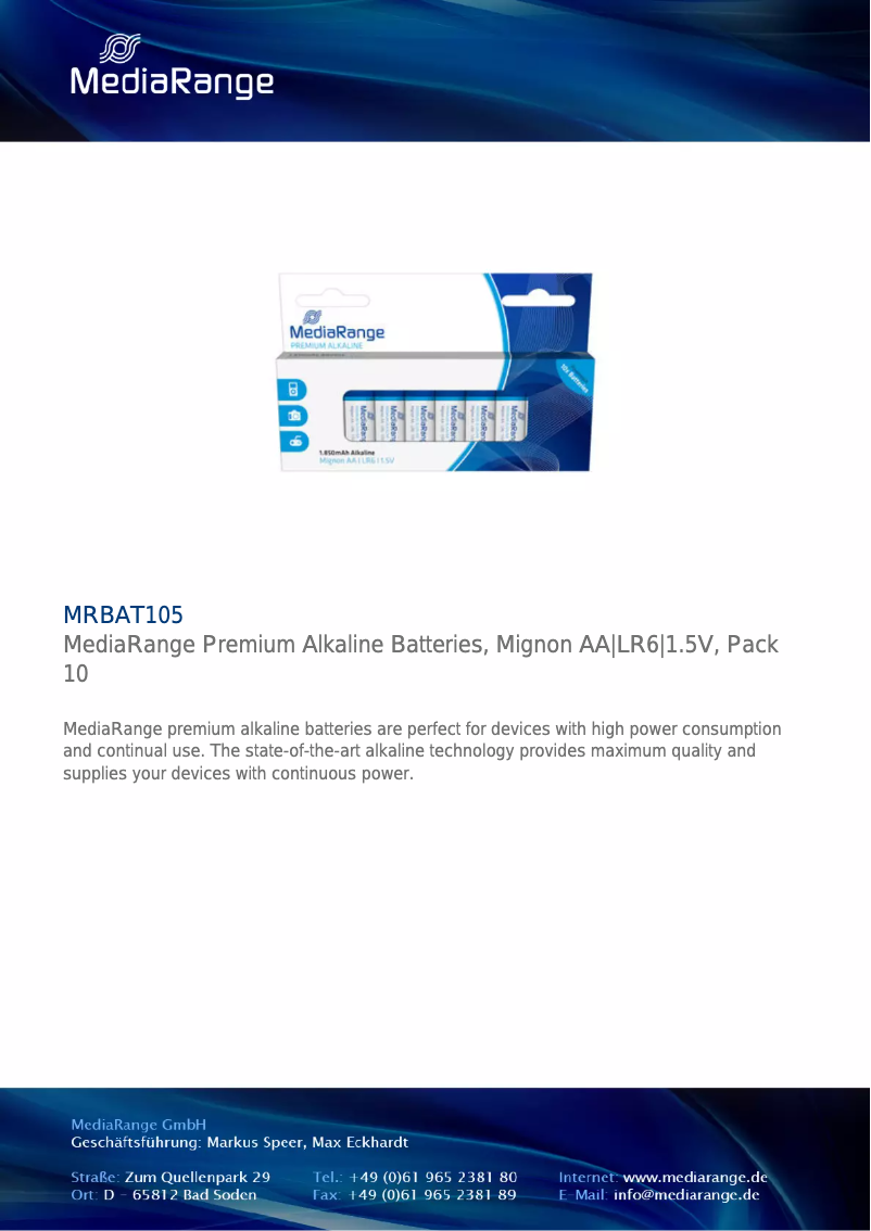 Page 1 de la notice Manuel utilisateur MediaRange Premium Alkaline Batteries Mi