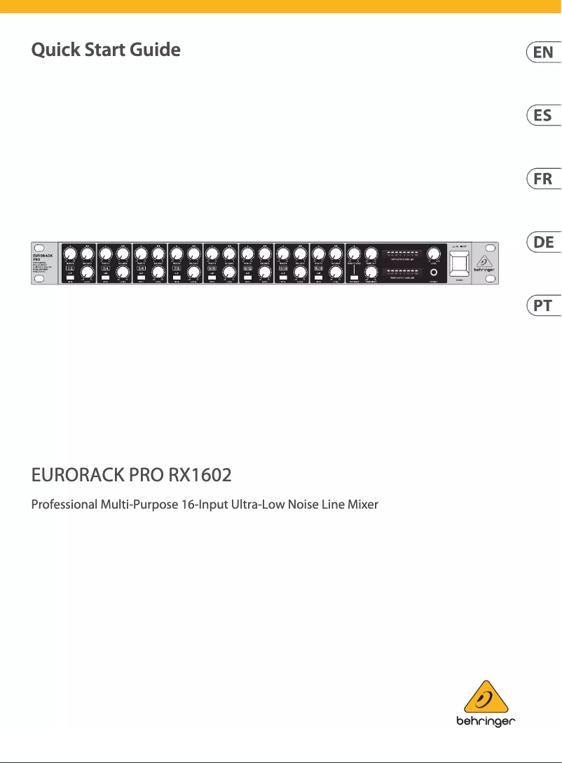 Image de la première page du manuel de l'appareil Eurorack Pro RX1602