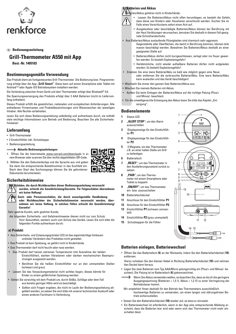 Page n°1 - Manuel utilisateur Renkforce A550