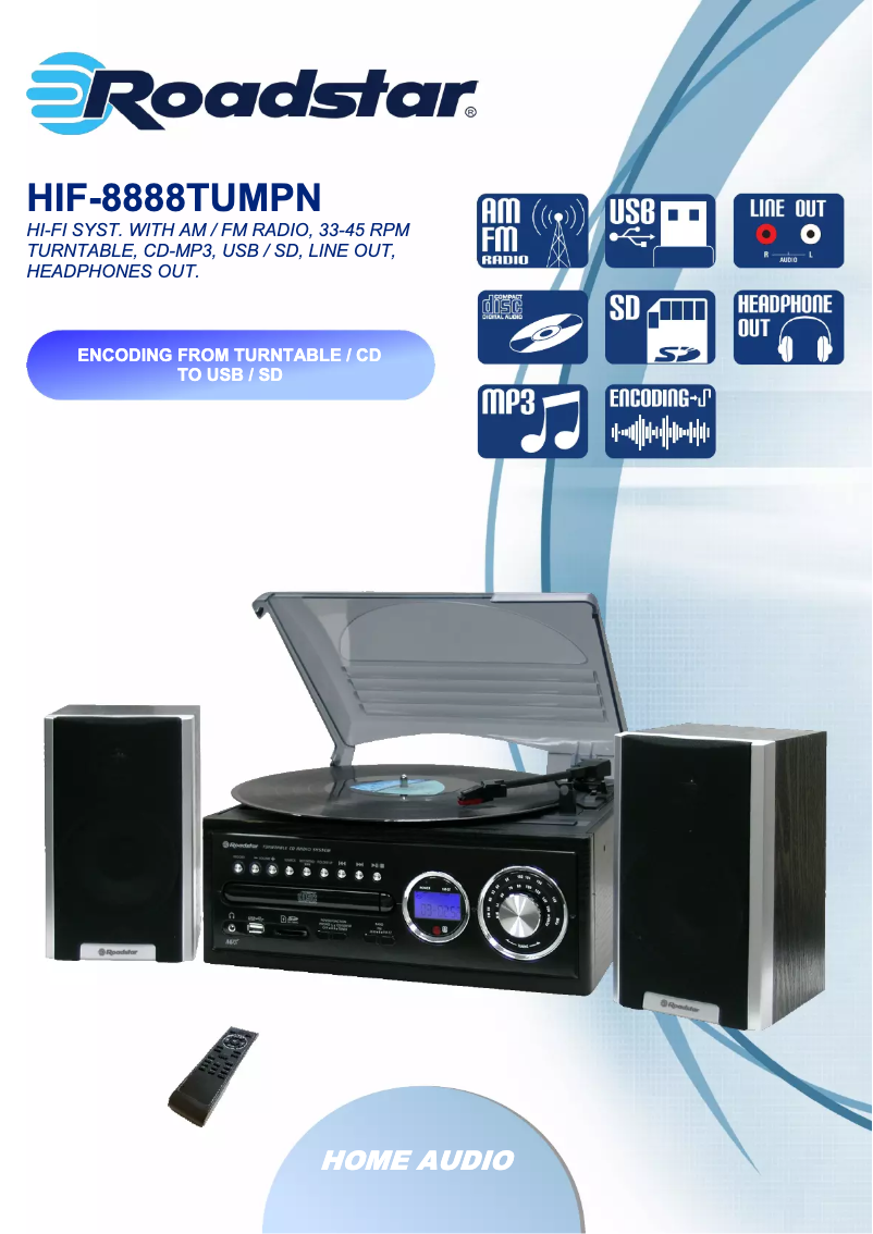 Page 1 de la notice Mode d'emploi Roadstar HIF-8888TUMPN