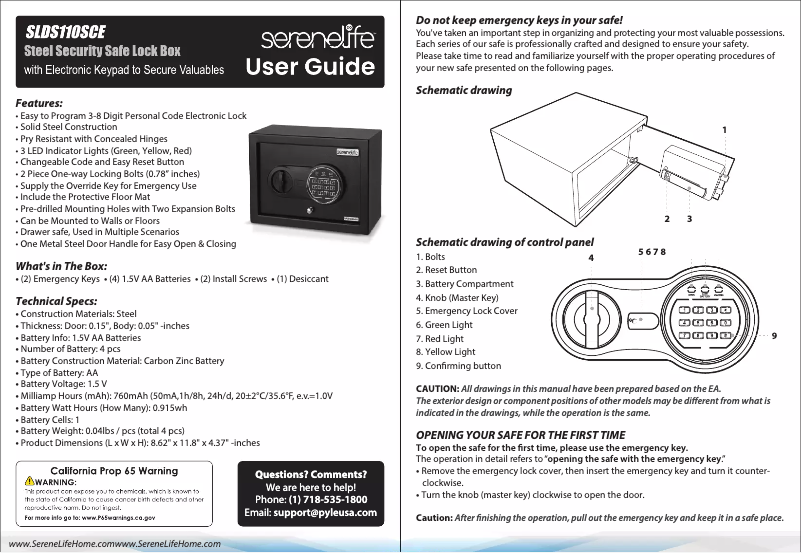 Page n°1 - Manuel utilisateur SereneLife SLDS110SCE