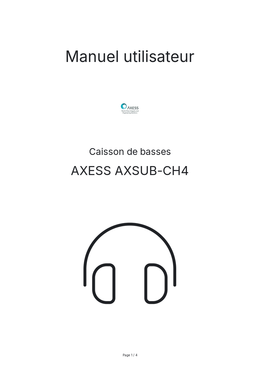 Image de la première page du manuel de l'appareil AXSUB-CH4