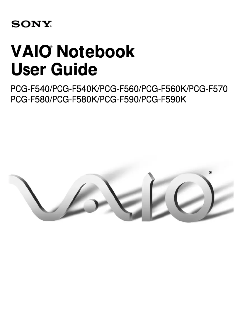 Page n°1 - Manuel utilisateur Sony Vaio PCG-F580