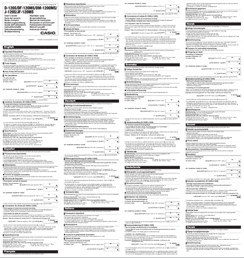 Page 1 de la notice Manuel utilisateur Casio JF-120MS