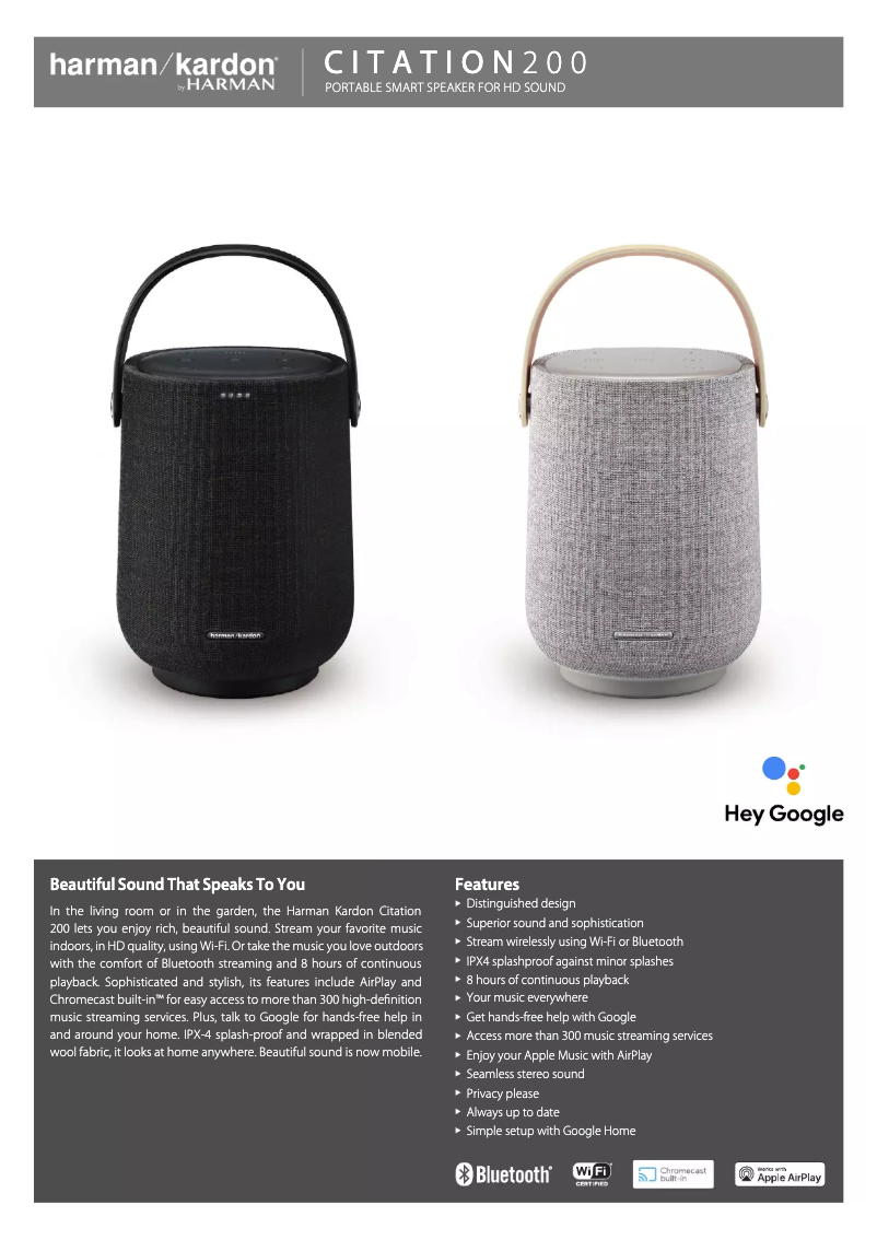 Página 1 del manual Ficha técnica Harman Kardon Citation 200