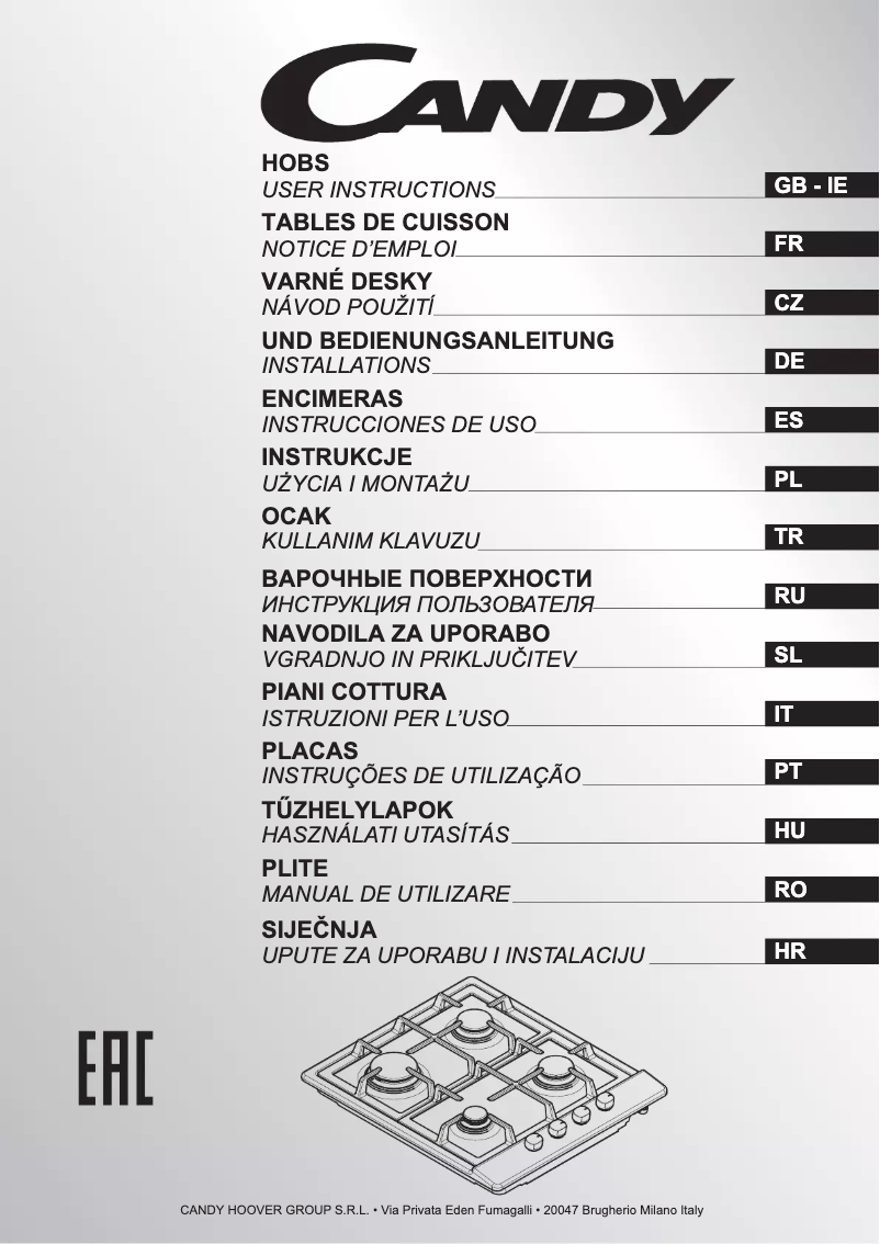 Page 1 de la notice Manuel utilisateur Candy PL 40 ASX GH