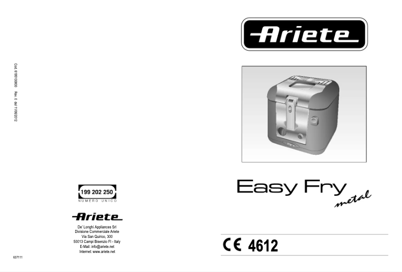 Page 1 de la notice Manuel utilisateur Ariete Easy Fry 4612
