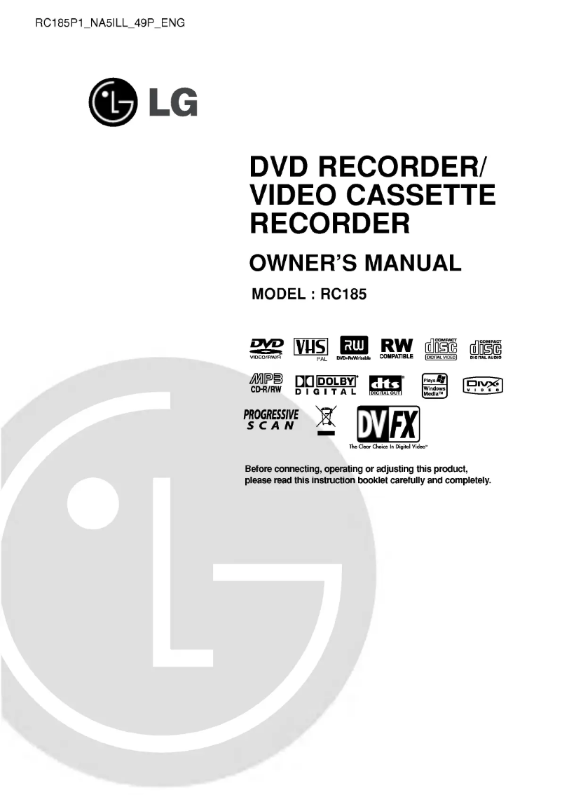 Image de la première page du manuel de l'appareil RC185P2