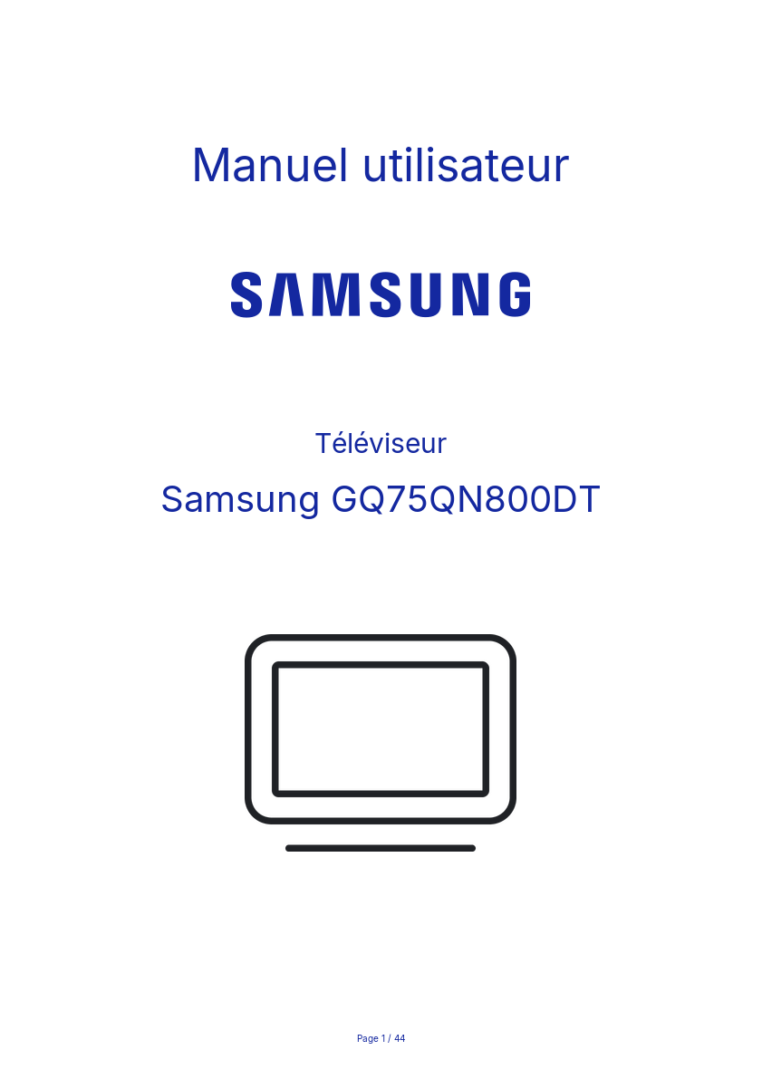 Image de la première page du manuel de l'appareil GQ75QN800DT
