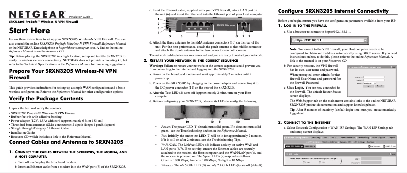 Page n°1 - Guide d'installation Netgear SRXN3205
