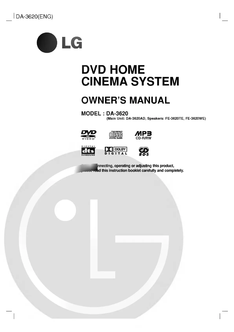 Page 1 de la notice Manuel utilisateur LG DA-3620AD