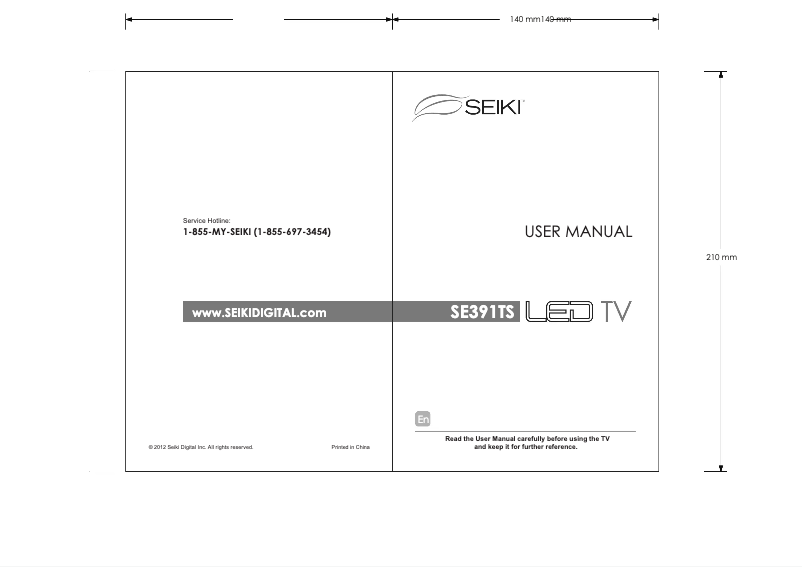 Page 1 de la notice Manuel utilisateur Seiki SE391TS