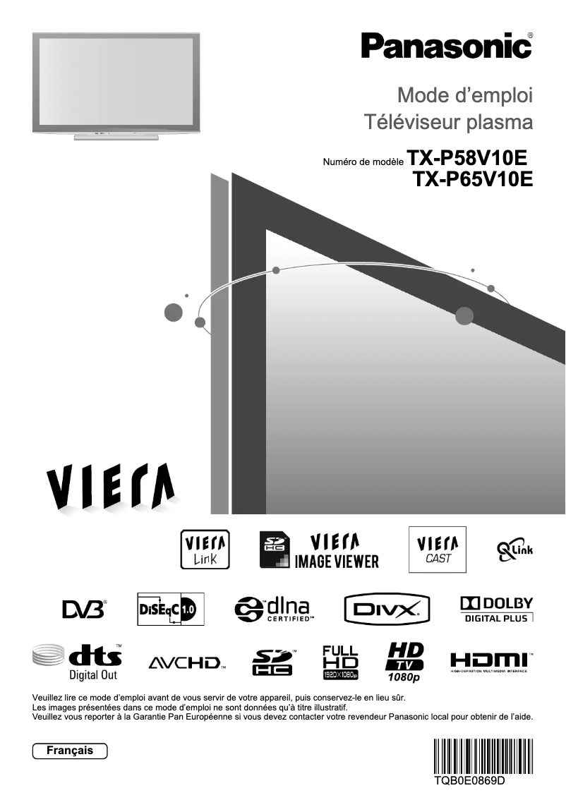 Imagen de la primera página del manual del dispositivo TX-P65V10E