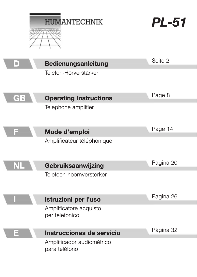 Page n°1 - Manuel utilisateur Humantechnik PL-51