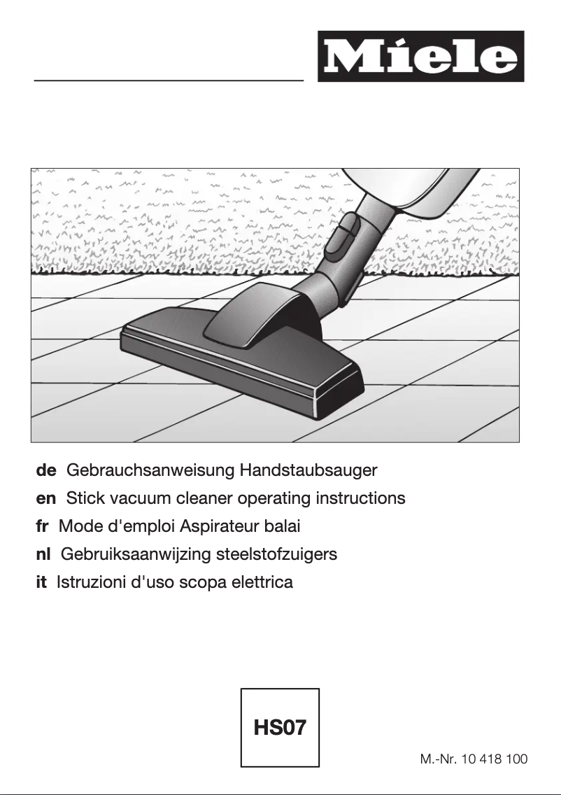 Page 1 of the manual User Manual Miele Swing H1 Parquet Plus EcoLine