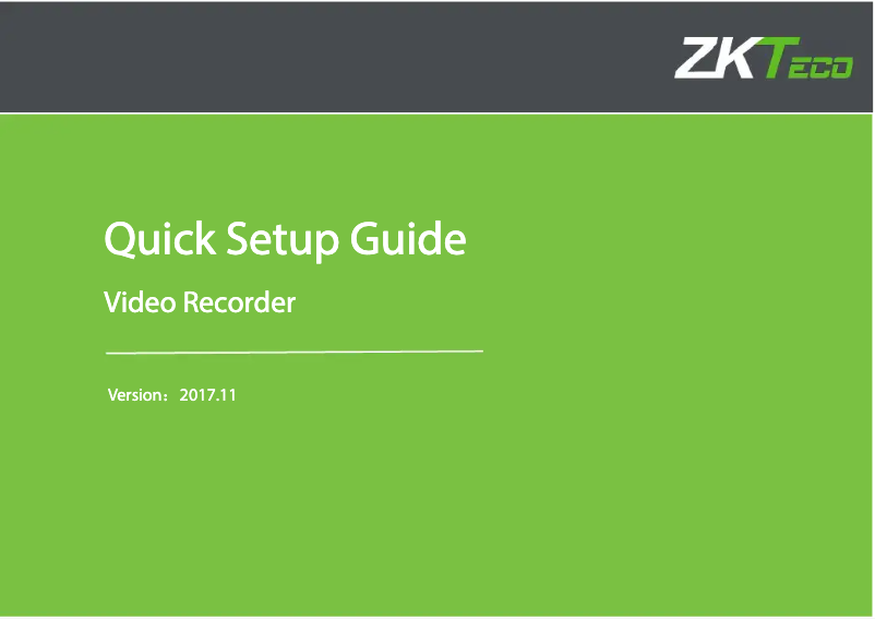 Page n°1 - Guide de démarrage rapide ZKTeco Z504