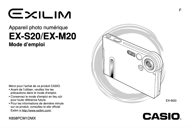Page 1 de la notice Manuel utilisateur Casio Exilim EX-M20