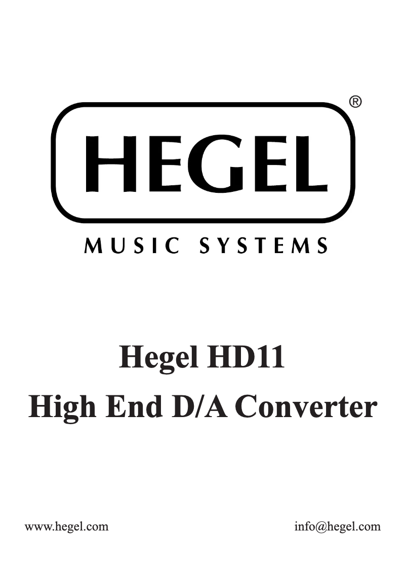 Page 1 de la notice Manuel utilisateur Hegel HD11