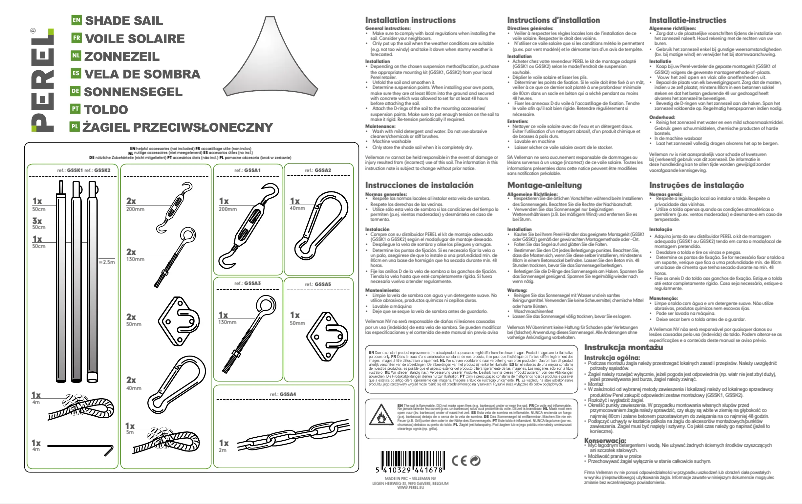 Page n°1 - Manuel utilisateur Perel GASSK8N