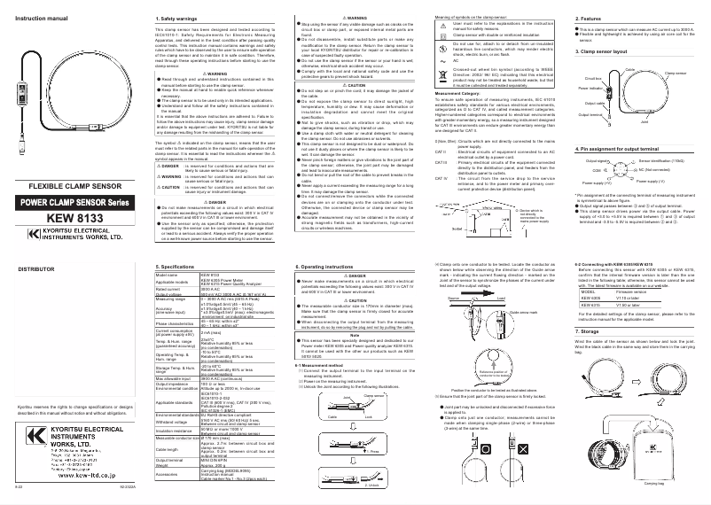 Image de la première page du manuel de l'appareil KEW 8133