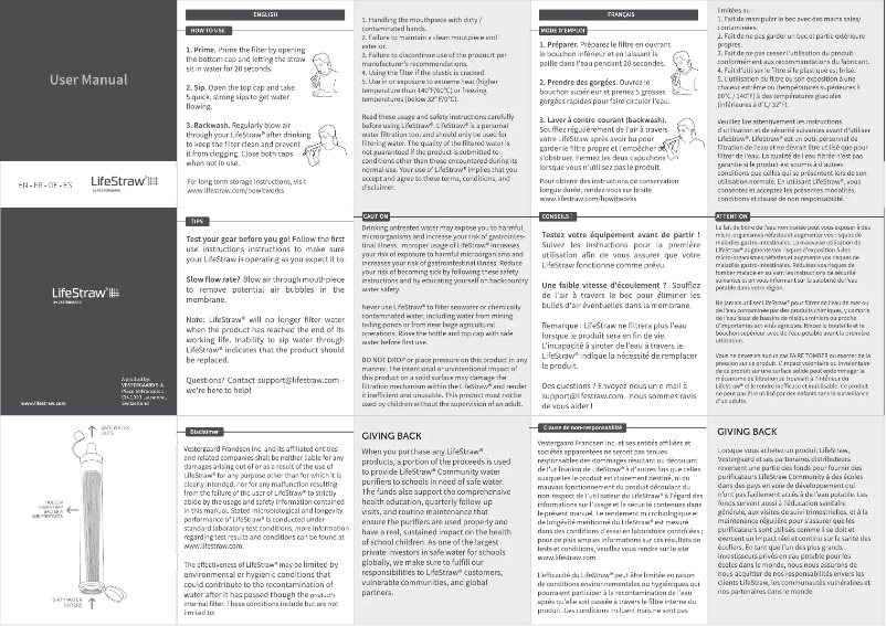 Página 1 del manual Manual de usuario LifeStraw Go 2-Filter