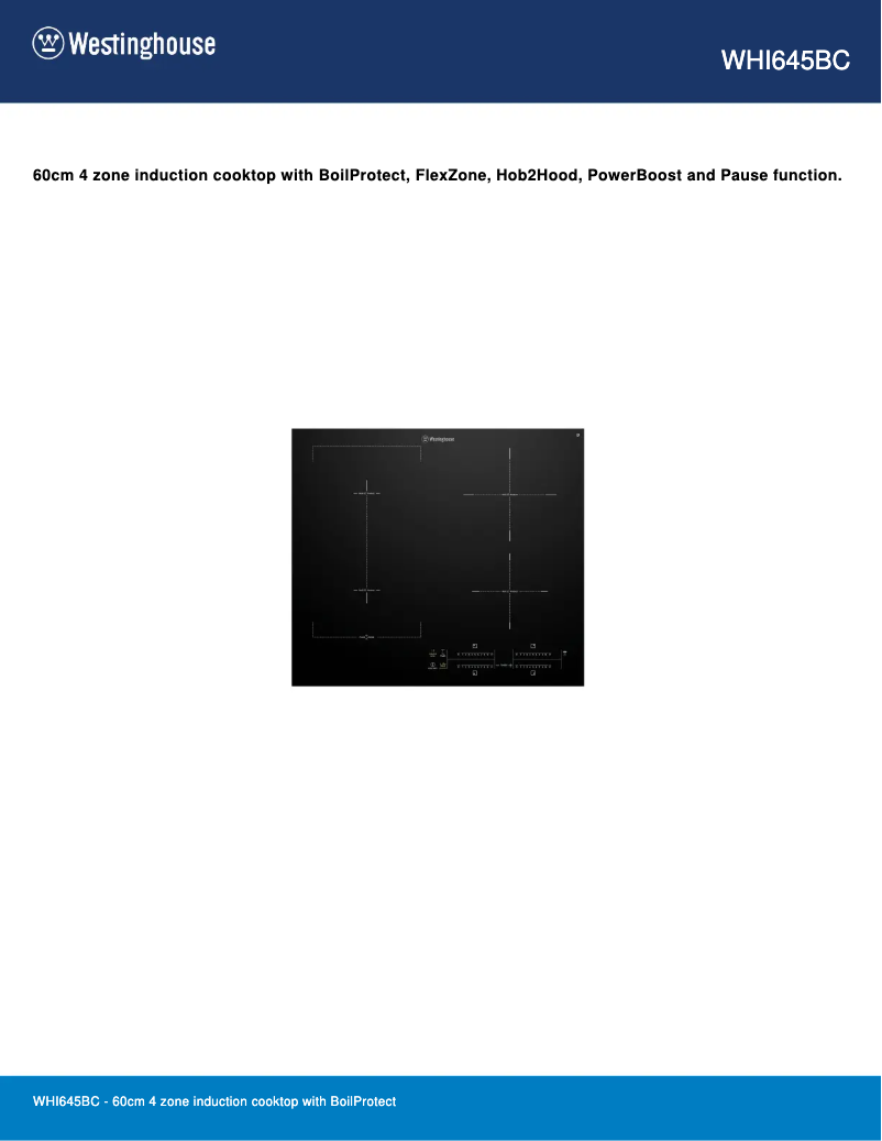 Page 1 de la notice Fiche technique Westinghouse WHI645BC