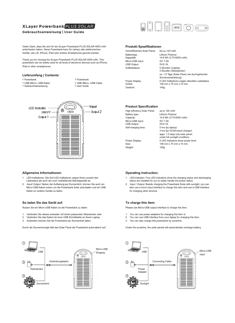 Image de la première page du manuel de l'appareil PLUS Solar 4000