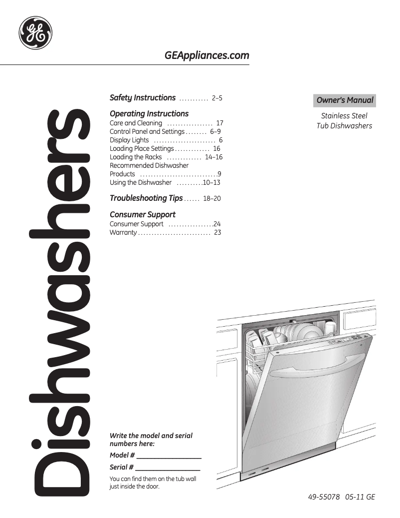 Page n°1 - Mode d'emploi GE GDWF150VES