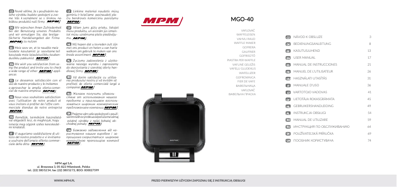 Page 1 of the manual User Manual MPM MGO-40