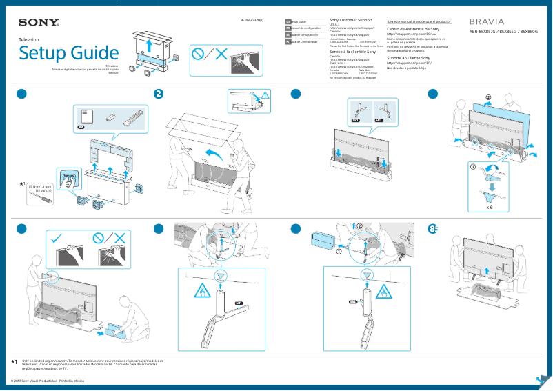 Page 1 de la notice Guide d'installation Sony Bravia XBR-85X850G